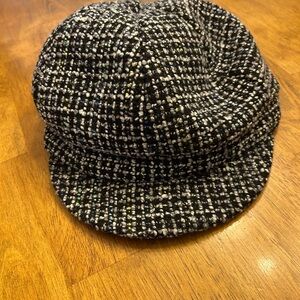 Merona Stylish Black Tweed Newsboy Baker Boy Cap Wool Blend One size